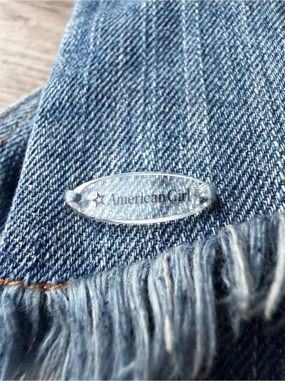 American Girl Tenney Grant Girls Denim Vest M 10/12 Embroidered Frayed Hem